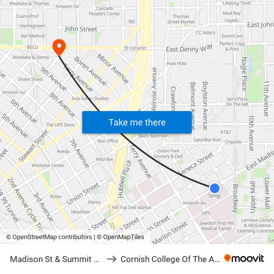 Madison St & Summit Ave to Cornish College Of The Arts map