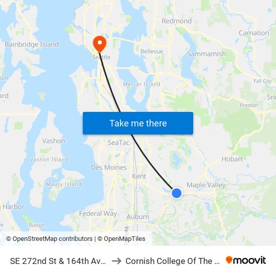 SE 272nd St & 164th Ave SE to Cornish College Of The Arts map