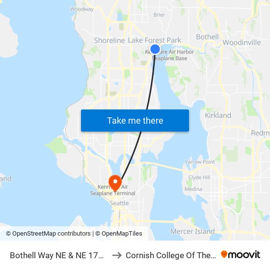 Bothell Way NE & NE 170th St to Cornish College Of The Arts map