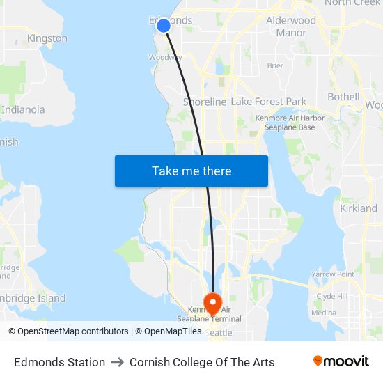 Edmonds Station to Cornish College Of The Arts map