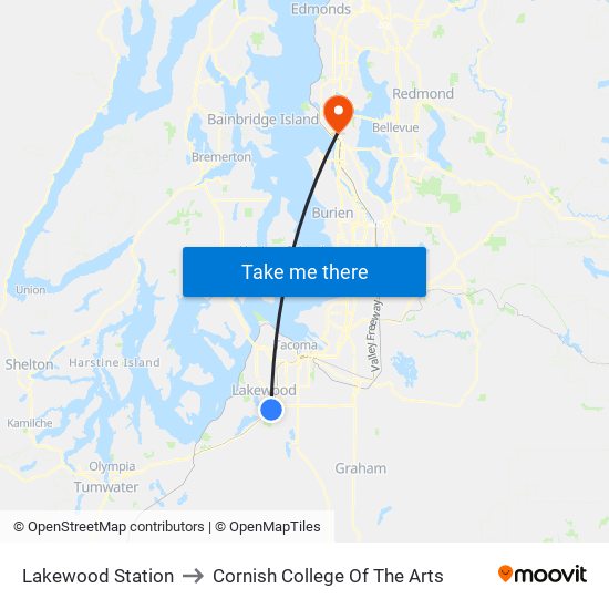 Lakewood Station to Cornish College Of The Arts map