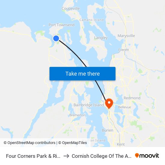 Four Corners Park & Ride to Cornish College Of The Arts map