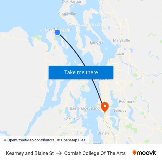 Kearney and Blaine St to Cornish College Of The Arts map