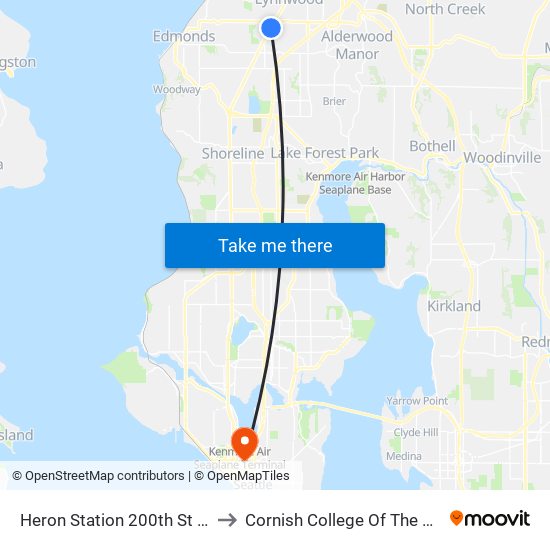 Heron Station 200th St SW to Cornish College Of The Arts map