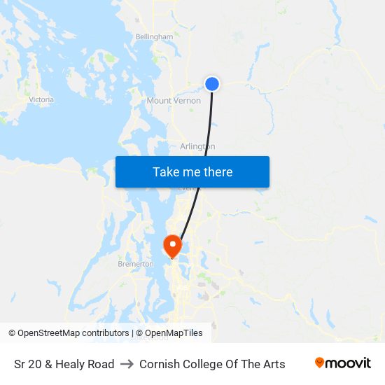 Sr 20 & Healy Road to Cornish College Of The Arts map