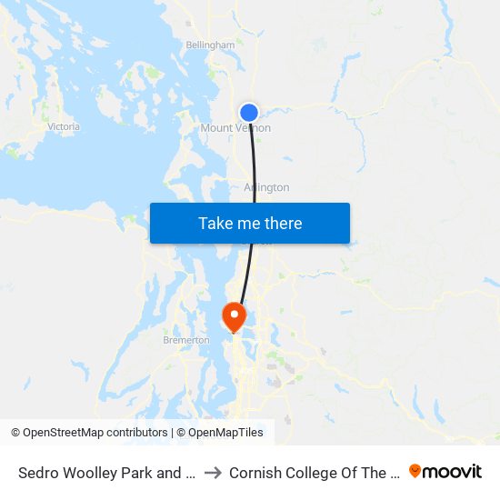 Sedro Woolley Park and Ride to Cornish College Of The Arts map