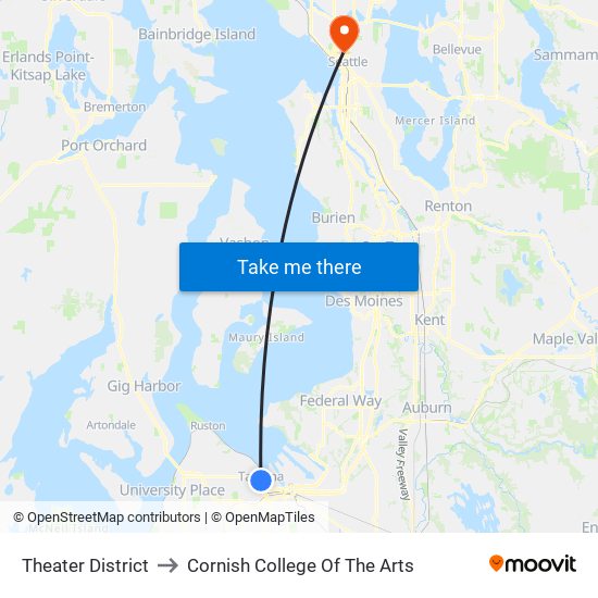 Theater District to Cornish College Of The Arts map