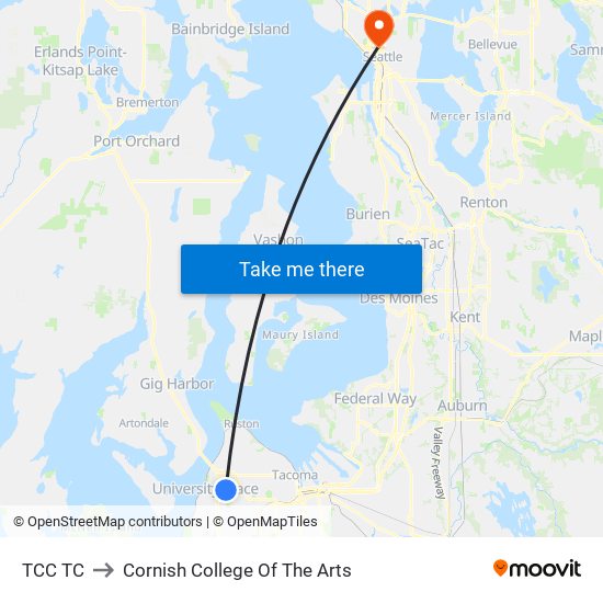 TCC TC to Cornish College Of The Arts map