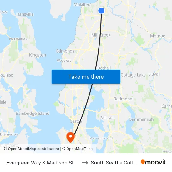 Evergreen Way & Madison St - NB to South Seattle College map