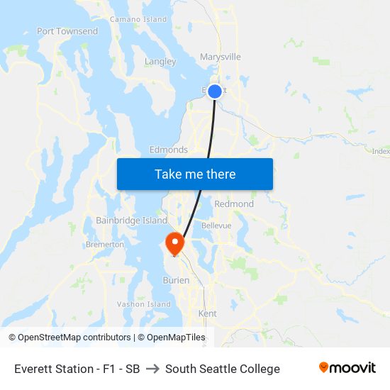 Everett Station - F1 - SB to South Seattle College map