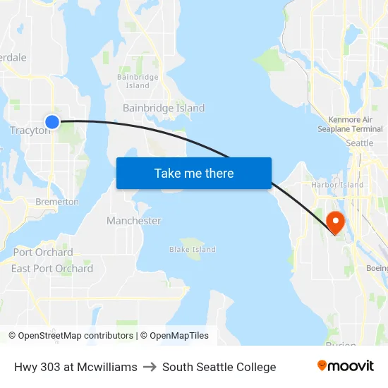 Hwy 303 at Mcwilliams to South Seattle College map