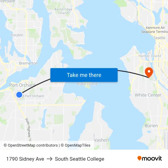 1790 Sidney Ave to South Seattle College map