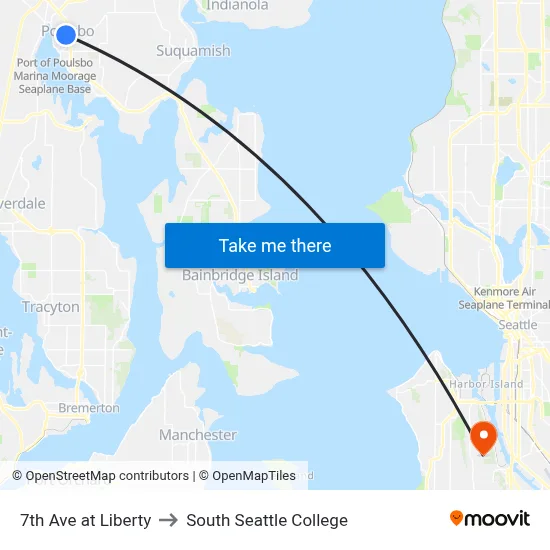 7th Ave at Liberty to South Seattle College map