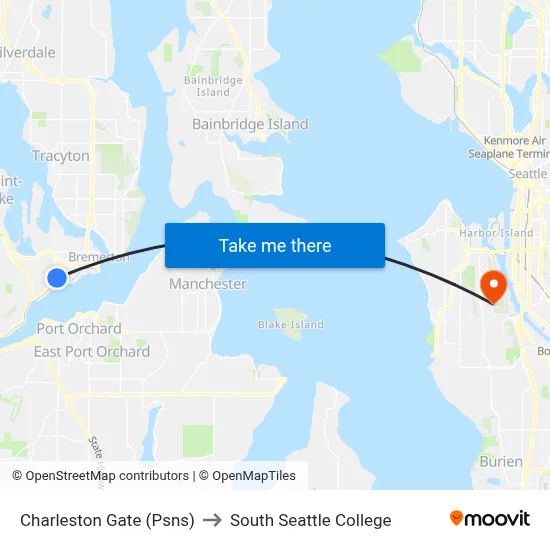 Charleston Gate (Psns) to South Seattle College map