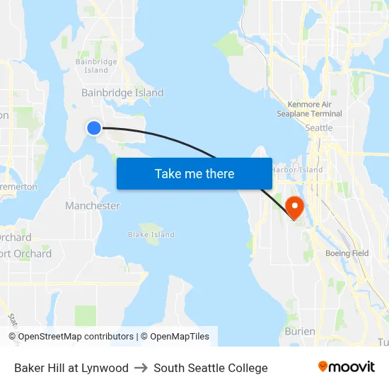 Baker Hill at Lynwood to South Seattle College map