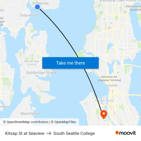 Kitsap St at Seaview Ave to South Seattle College map
