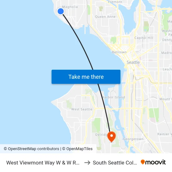West Viewmont Way W & W Raye St to South Seattle College map