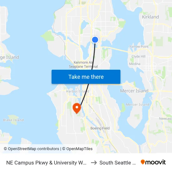NE Campus Pkwy & University Way NE - Bay 2 to South Seattle College map