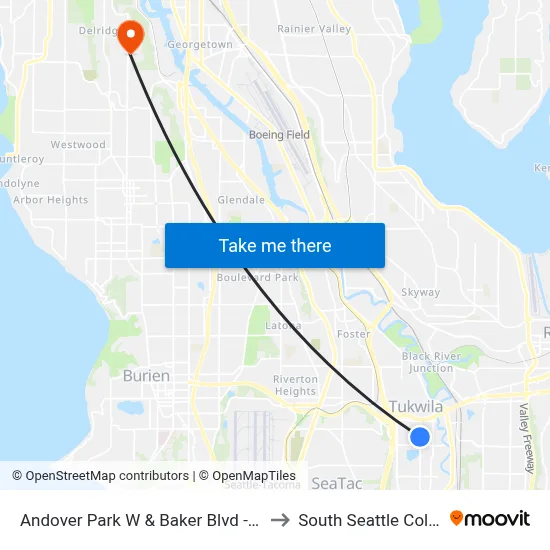 Andover Park W & Baker Blvd - Bay 2 to South Seattle College map