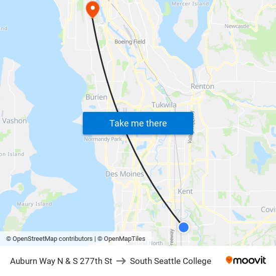 Auburn Way N & S 277th St to South Seattle College map