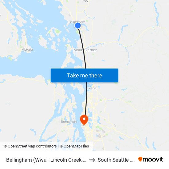 Bellingham (Wwu - Lincoln Creek Park & Ride) to South Seattle College map