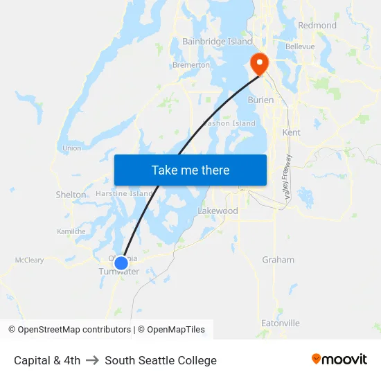 Capital & 4th to South Seattle College map