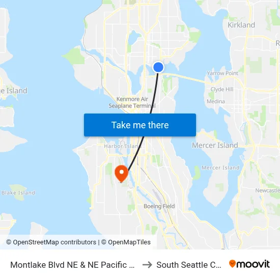 Montlake Blvd NE & NE Pacific Pl - Bay 3 to South Seattle College map