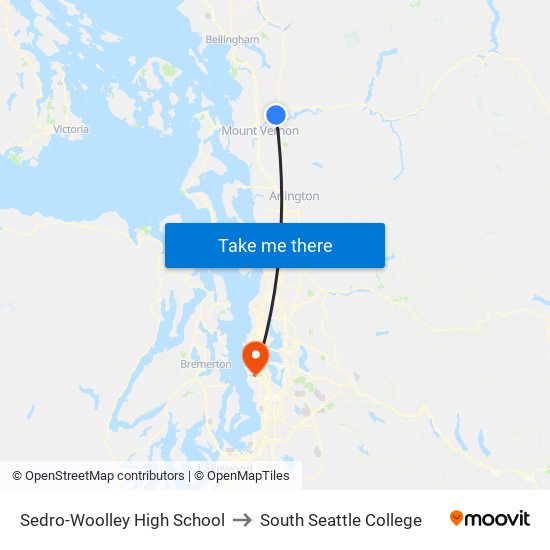 Sedro-Woolley High School to South Seattle College map