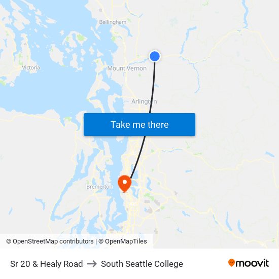 Sr 20 & Healy Road to South Seattle College map