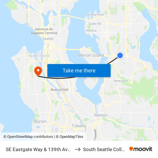 SE Eastgate Way & 139th Ave SE to South Seattle College map