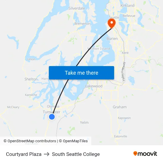 Courtyard Plaza to South Seattle College map