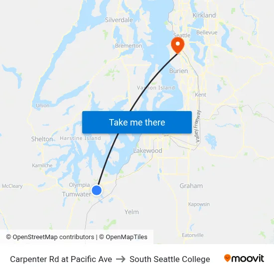 Carpenter Rd at Pacific Ave to South Seattle College map
