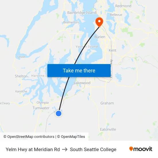 Yelm Hwy at Meridian Rd to South Seattle College map