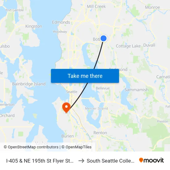 I-405 & NE 195th St Flyer Stop to South Seattle College map