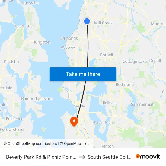 Beverly Park Rd & Picnic Point Rd to South Seattle College map