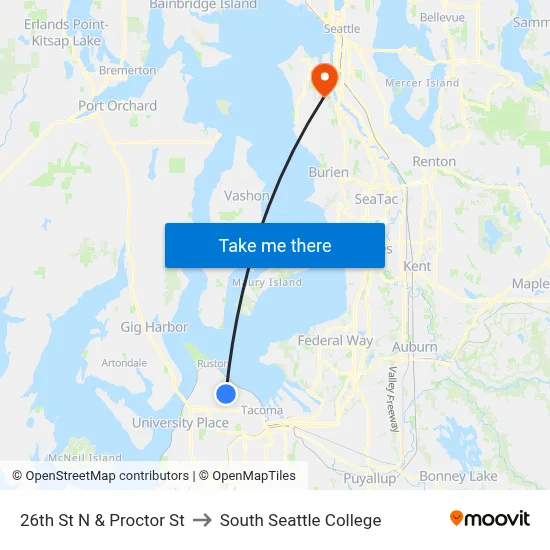 26th St N & Proctor St to South Seattle College map
