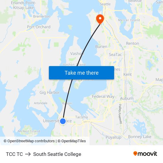 TCC TC to South Seattle College map