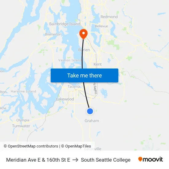 Meridian Ave E & 160th St E to South Seattle College map