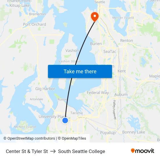 Center St & Tyler St to South Seattle College map