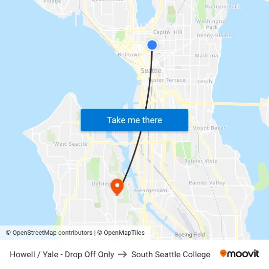 Howell / Yale - Drop Off Only to South Seattle College map