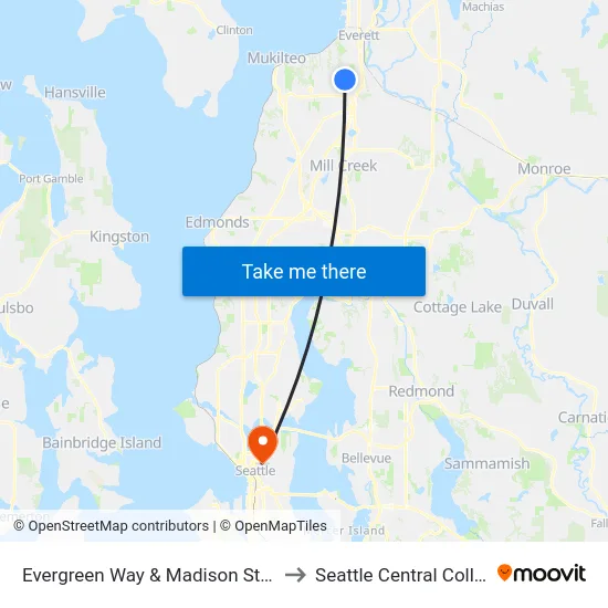 Evergreen Way & Madison St - NB to Seattle Central College map
