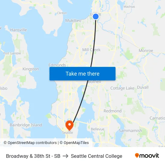 Broadway & 38th St - SB to Seattle Central College map