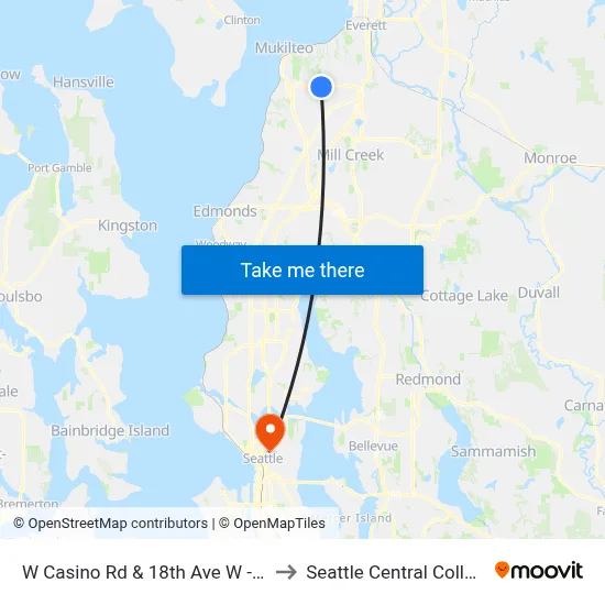 W Casino Rd & 18th Ave W - EB to Seattle Central College map