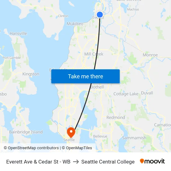 Everett Ave & Cedar St - WB to Seattle Central College map