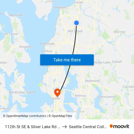 112th St SE & Silver Lake Rd - EB to Seattle Central College map