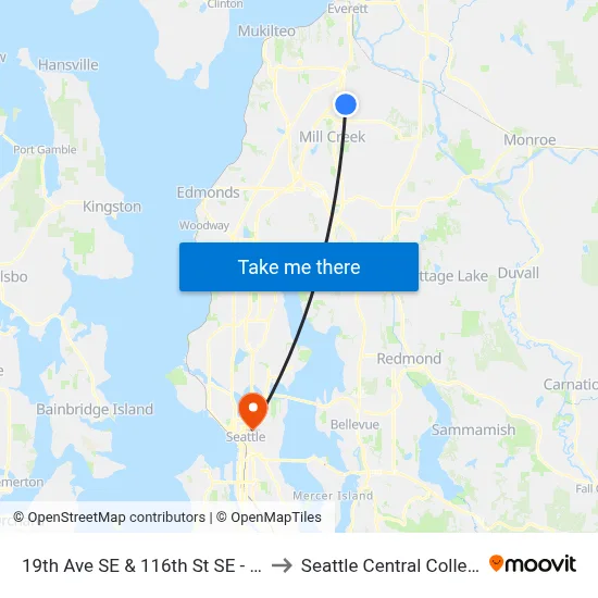 19th Ave SE & 116th St SE - SB to Seattle Central College map