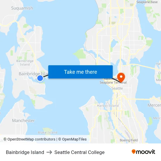 Bainbridge Island to Seattle Central College map