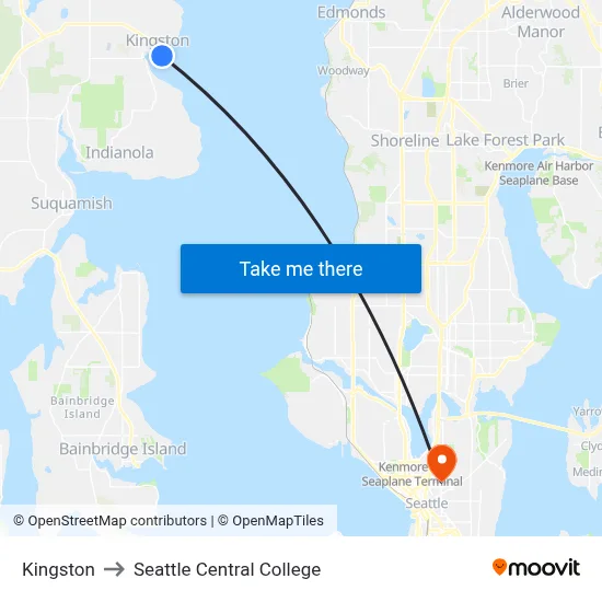 Kingston to Seattle Central College map