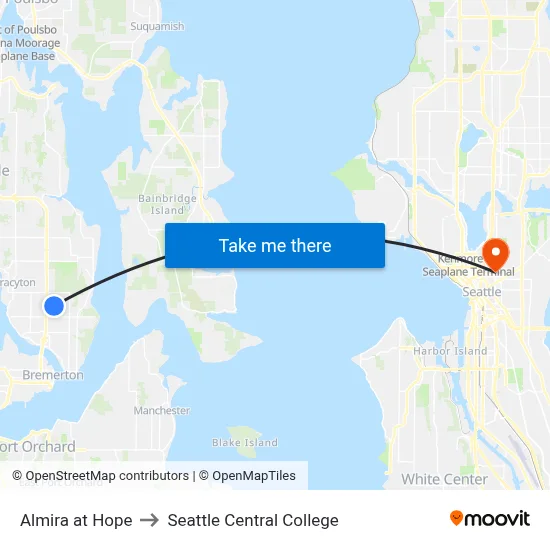 Almira at Hope to Seattle Central College map