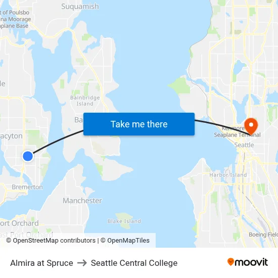 Almira at Spruce to Seattle Central College map